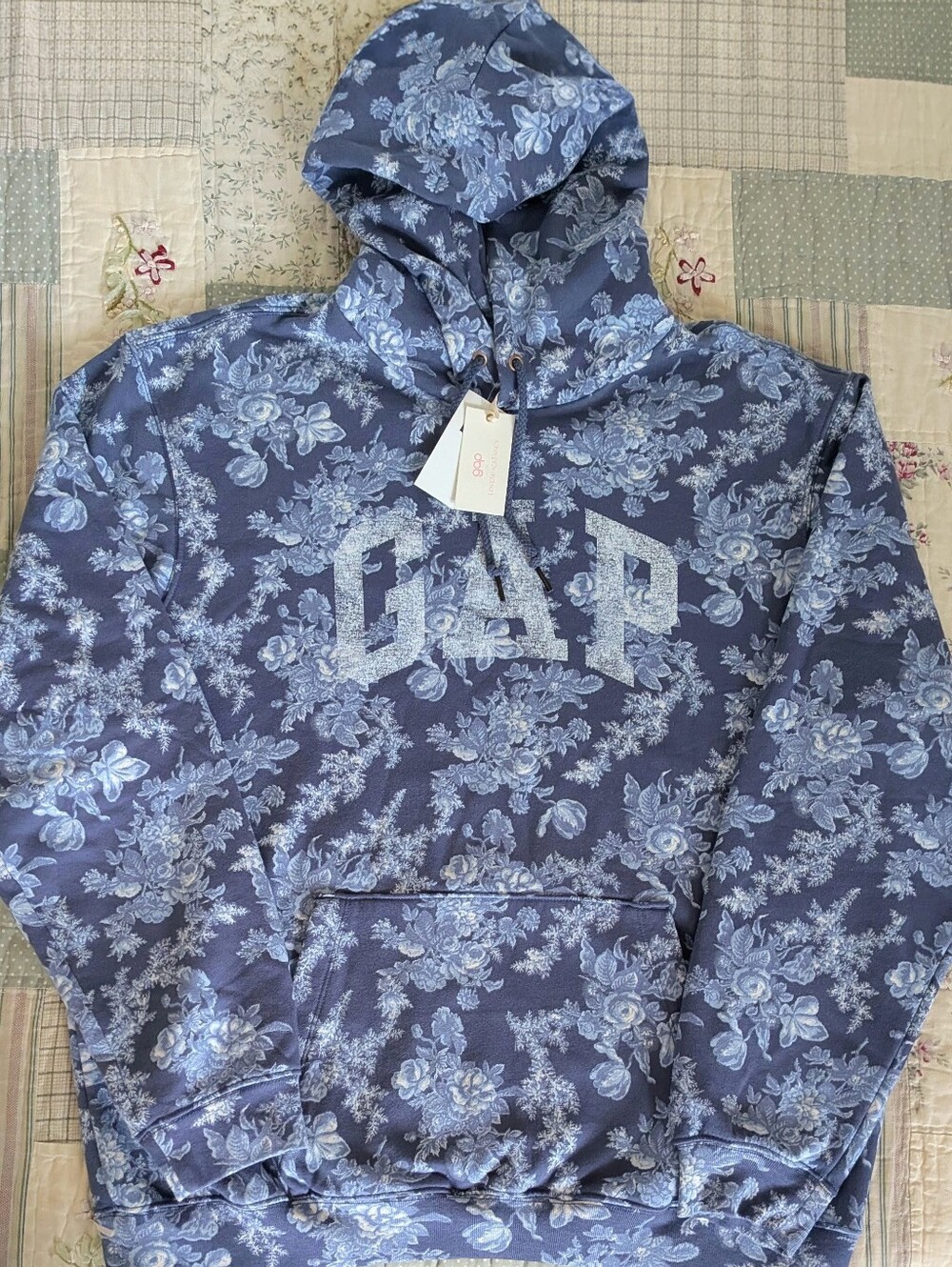 RARE NWT GAP x LoveShackFancy Blue Floral Hoodie Limited Edition Sold Out L